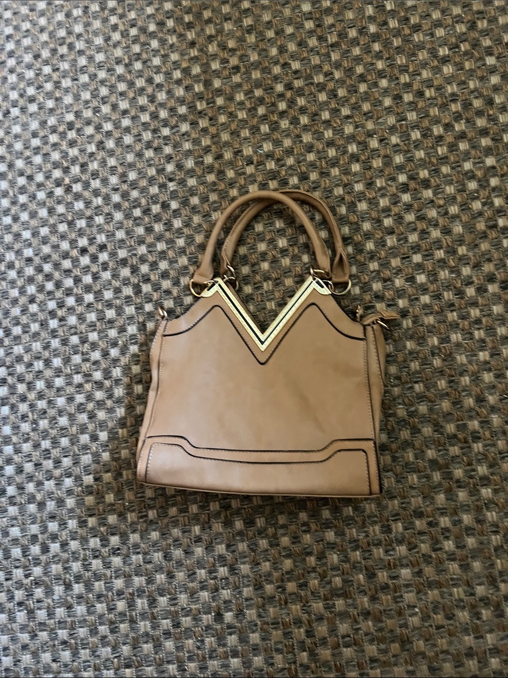 New with long strap Tan Women's Handbag with Gold Accent